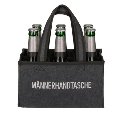 Produktbild von Flaschentasche Grau Filz 6 Fächer Männerhandtasche Tragetasche