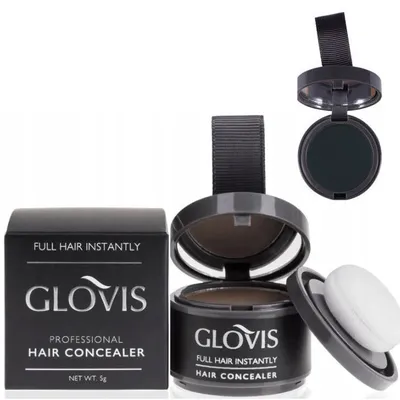 Obrázek produktu pro Glovis Hair Concealer BLACK - zahušťující pudr na vlasy zakrývá výplň vousů