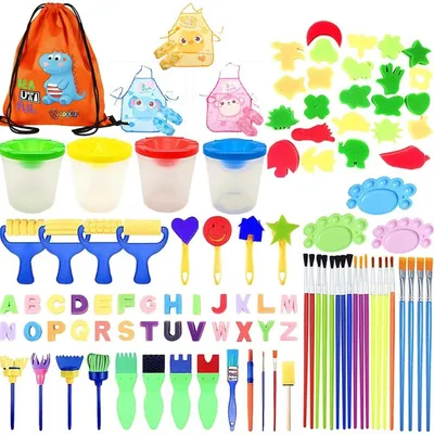 Imagen del producto de Kit de pintura para niños, con 100 pinceles y pintura de dedos