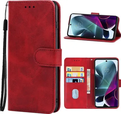 Produktbild von Mobigear Wallet  Motorola Moto G200 5G Hülle Klapphülle Geldbörse - Rot