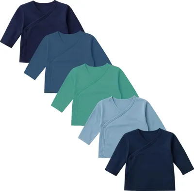 Produktbild von 5er Set Jungen Baby Wickelshirts langarm 100% Baumwolle  62 Variante 1