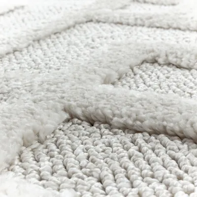 Image de Ayyildiz | Tapis Moderne Pisa 3D - 80 cm x 250 cm - Crème - Design Géométrique - Doux et Résistant