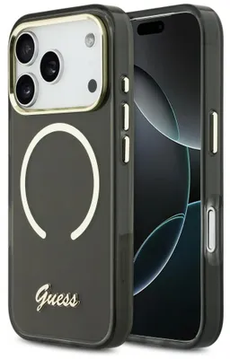 Image de Étui Guess Iml Script Metal Magsafe pour iPhone 17 Pro Max Noir