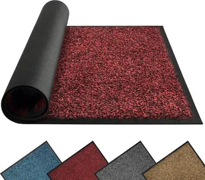 Produktbild von Unyqoos® Schmutzfangmatte 50 x 80 cm, rot/schwarz – waschbar, saugfähig & rutschfest, langlebige Polypropylen-Fußmatte mit Gummirücken für innen & außen