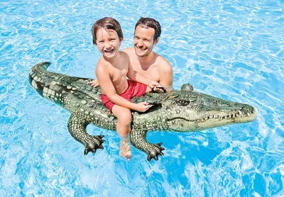 Immagine prodotto di Gommona gonfiabile a forma di coccodrillo con maniglie, dimensioni 170x86 cm, adatta a bambini dai 3 anni in su