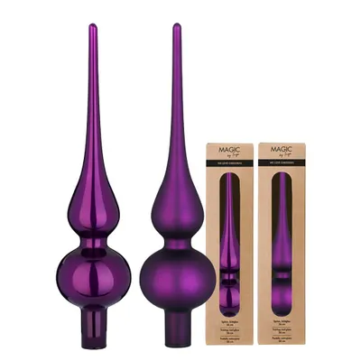 Produktbild von Christbaumspitze Glas 26cm 1 Stück matt / glänzend sort. - Purple Symphony