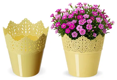 Produktbild von KADAX Töpfe "Calade", Blumentopf mit Spitzenmotiv, 16,5cm, Niedrig, Gelb