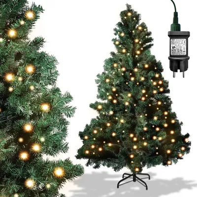 Image de Clanmacy LED 120CM Arbre de Noël artificiel Sapin vert Aiguilles PVC Arbre de décoration pour décoration de Noël avec guirlande lumineuse, avec 340 pointes
