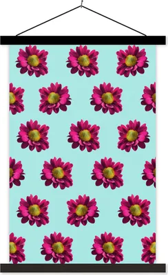 Produktbild von MuchoWow® Textilposter Blumen - Lila - Muster 40x60 cm mit schwarzem Rahmen - Wanddekorationen