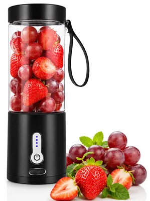 Produktbild von Tragbarer Smoothie Mixer mit Akku, 530ml Mini Mixer USB-C, kabelloser Standmixer mit Edelstahlklingen für Smoothies, Shakes und Reisen