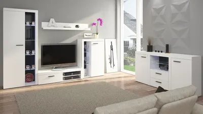 Obrázek produktu pro Nábytek do obýváku s LED osvětlením THISE - bílý