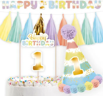Produktbild von Amscan amscan Partyset 1. Geburtstag Regenbogen 4 TLG.