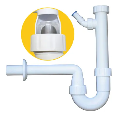 Obrázok produktu pre PP-Kugelverschlußsiphon 1 1/2" & 1 1/4", DN 40, weiss mit einem Geräteanschluss 1", 3/4" & 3/8"