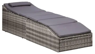 Produktbild von vidaXL Sonnenliege mit Auflage Poly Rattan Grau