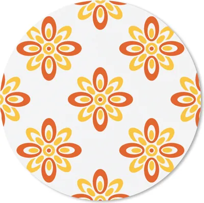 Produktbild von MuchoWow® Mauspad Mousepad Muster - 70er Jahre - Blumen - Orange 20x20 cm - Mousepads - Maus Mat - Pad - Mausunterlage - Schreibtischmatte