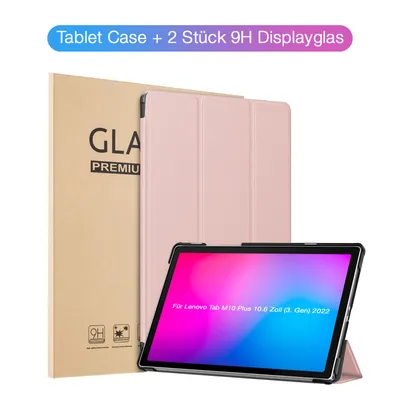 Produktbild von Schutzhülle + 2x 9H Display Glas für Lenovo Tab M10 Plus 10.6 3. Gen 2022 Cover Case Schutz Tablet Farbe: Rosegold