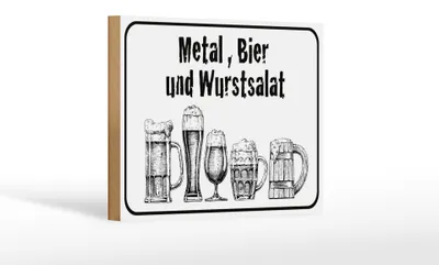 Produktbild von Holzschild Hinweis 18x12cm Bier und Wurstsalat