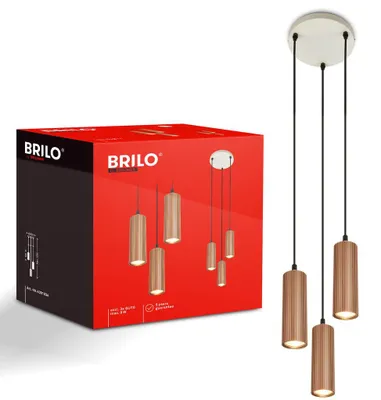 Immagine prodotto di Briloner Lampada a sospensione LED regolabile in altezza Ø20x120 cm attacco GU10 max. 9W 3 luci grigio caldo caffè - Sala da pranzo tavolo