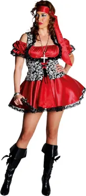 Produktbild von M211107-XS-A rot Damen Piraten Kleid Freibeuter Kostüm Gr.XS