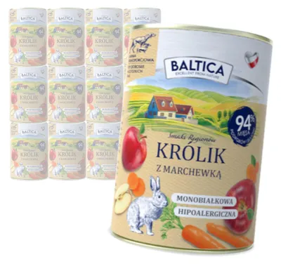 Produktbild von Baltica Kaninchen mit Karotten 12x400g Monoprotein Hypoallergen Getreidefrei Nassfutter für Hunde