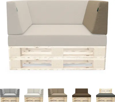 Produktbild von novely® PANERO Palettenkissen | Sitzkissen Rückenkissen Palettensofa-Auflagen | abnehmbarer Bezug | Kaltschaum | Indoor & Outdoor - A) Variante: Seitenkissen links (70x40x20 cm) | B) Farbe: 03 Dunkelbeige