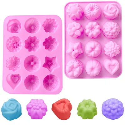 Produktbild von Silikonformen Blume 12 Mulden Rosa 2er Set