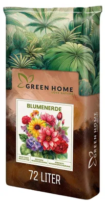 Produktbild von Green Home Blumenerde 72 L – Pflanzerde für Zimmerpflanzen, Balkon & Garten, Langzeitdünger, Perlite, Kokosfasern, pH 5,8, gute Drainage