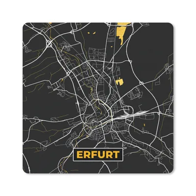 Produktbild von MuchoWow® Mauspad Mousepad Erfurt - Gold - Deutschland - Karte - Stadtplan 20x20 cm - Mousepads - Maus Mat - Pad - Mausunterlage - Desk Mat - Bureauartikeln