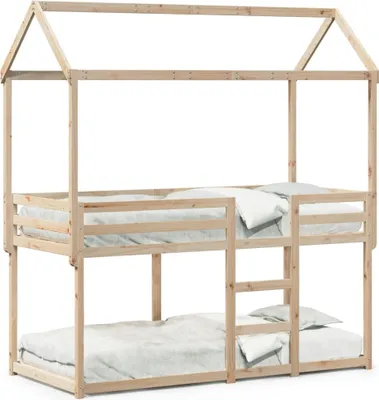 Obrázek produktu pro vidaXL Patrová postel bez matrace 90x190 cm z masivního borovicového dřeva
