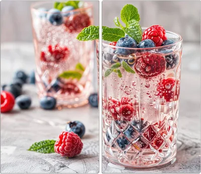 Produktbild von Spritzschutz Herdabdeckplatte Schneidebrett aus Glas Cocktail Beeren 2-Teilig (60x52cm)