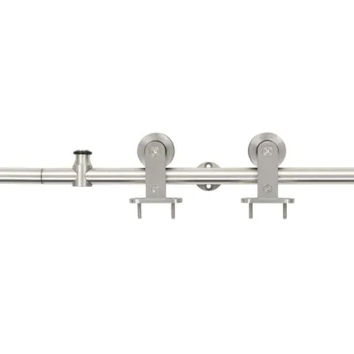 A sliding door hardware set is shown against a white background.