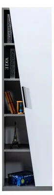 Produktbild von Moderner Bücherschrank Designer Grau-weißes Kinderzimmer Holz Regal