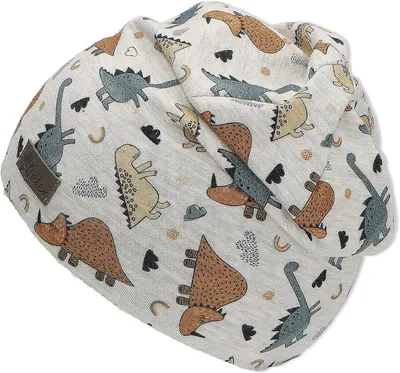 Productafbeelding van Babymuts dino - Beanie jongens van melange jersey - UV-bescherming 50+ - Allover print