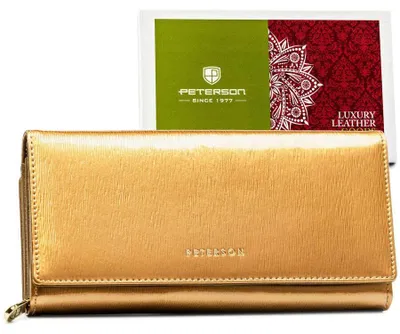 Obrázek produktu pro Peterson dámská peněženka z lakované přírodní kůže zlatá RFID 19,5x10 cm