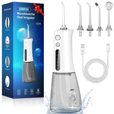 Produktbild von SURFOU Munddusche Kabellos Water Flosser for Teeth, Elektrische Wasserflosser für Zähne Oral Irrigator Zahndusche Wasser Zahnreiniger, Zahnzwischenraumreiniger Elektrisch Zahnseide