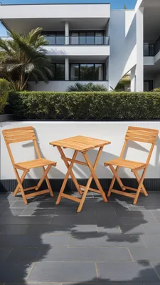 Produktbild von Skye Decor, My001, Gartentisch- und Stühle-Set (3-teilig), 100 % BUCHENHOLZ, Braun, 50 x 50 x 72 cm