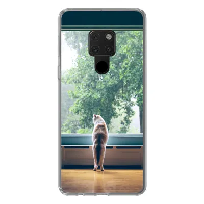 Produktbild von MuchoWow® Handyhülle Schutzhülle Hülle für Huawei P40 Lite Katze - Fenster - Pflanzen Silikon Softcase Handy Hülle - Handy