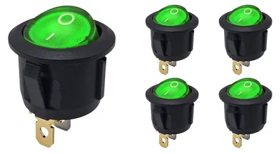 Produktbild von ProRide Wippschalter ON/OFF KCD2-220 Rund 3 Pins 250 V/6 A Grün - 5 Stück
