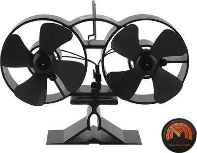 Produktbild von Bettizia Kaminofen Ventilator - Zwei Drehungen Ofenventilator wärmebetrieben - Kamin Ventilator - Lüfter für Kaminöfen Holzöfen Öfen - 8 Flügel Rotorblätter – Wärmeverteiler ohne Strom – schwarz