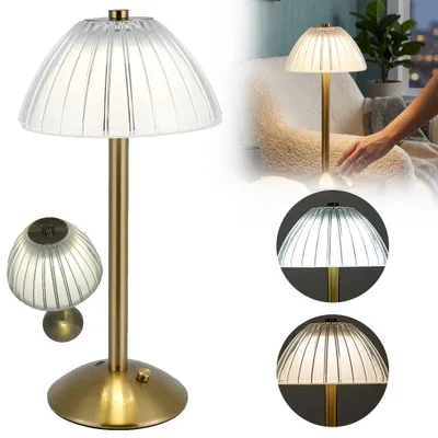 Produktbild von Tischlampe Kabellos, LED Akku Tischleuchte, Nachttischlampe, Schreibtischlampe, Tischleuchte für Wohnzimmer
