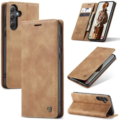 Produktbild von König Design Hülle kompatibel mit Samsung Galaxy A35 5G Kunstleder Handyhülle - Handy Case Braun