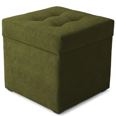 Produktbild von MG Design Polsterhocker Grün 45x45 cm - Stauraum 50L, bis 300 kg, stabil & pflegeleicht, für Wohnzimmer, Schlafzimmer & Flur