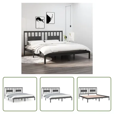 Produktbild von The Living Store Massivholzbett Grau Kiefer 200x200 cm