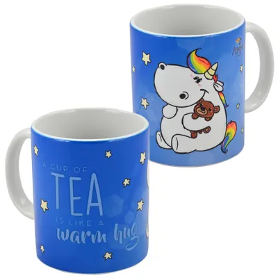 Produktbild von Pummel & Friends Tasse Pummeleinhorn - A cup of Tea is like a warm hug Kaffeetasse Becher Kaffeebecher aus Keramik 320 ml