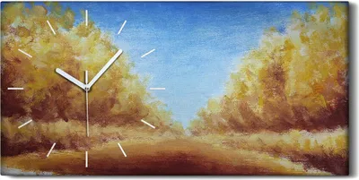 Produktbild von Küchenuhr Bürouhr Leinwand Uhr 60x30 Gemälde Wald Bäume Herbst Himmel Kunst - weiße Hände