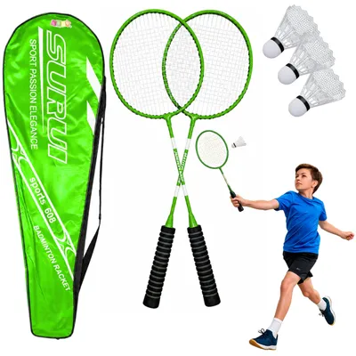Immagine prodotto di Set Racchette Badminton 3 Volani Cover Verde