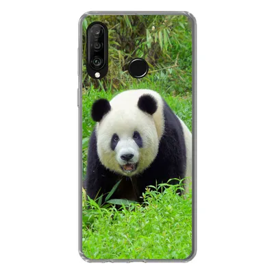 Produktbild von MuchoWow® Handyhülle Schutzhülle Hülle für Huawei P30 Lite Panda - Gras - Tier Silikon Softcase Handy Hülle - Handyhülle