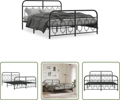 Produktbild von The Living Store Bettgestell mit Kopf- und Fußteil Metall Schwarz 150x200 cm