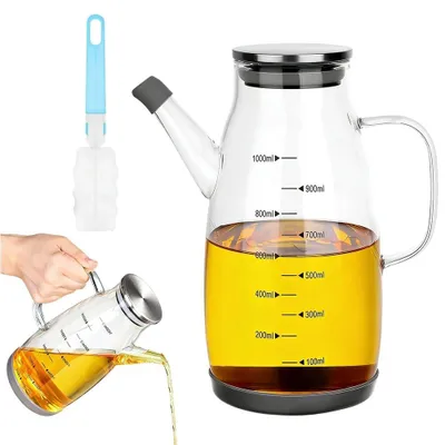 Produktbild von Ölflasche aus Borosilikatglas – 1 Liter – Auslaufsicherer Spender