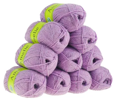 10 x 50g Pflegeleichtes Strickgarn AMELIE, lila